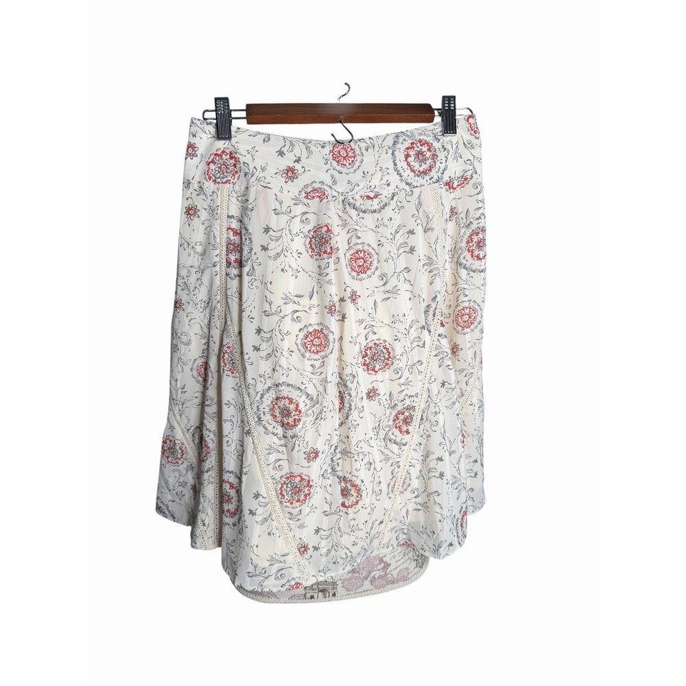 Ann Taylor Ivory Grey Orange Floral Lace Skirt 2 A Line NWT $98